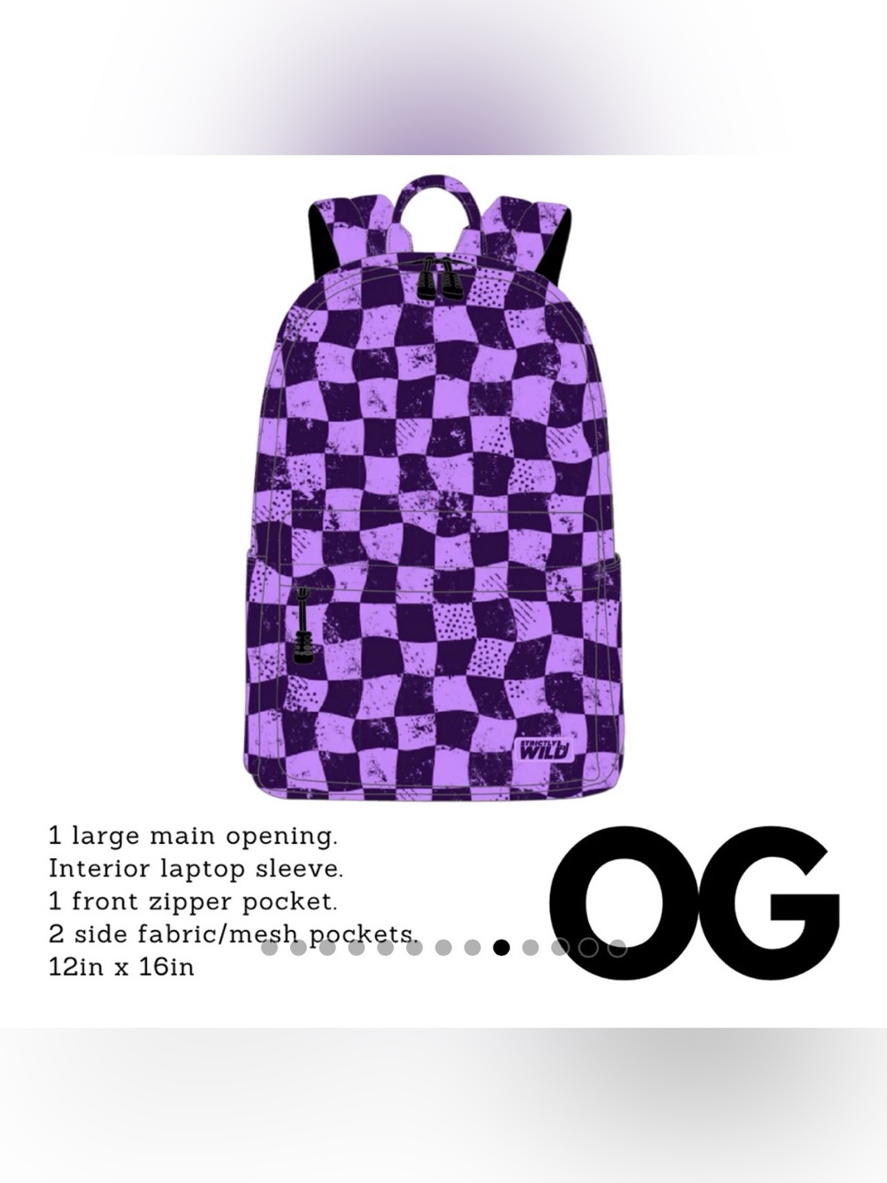 Checkerboard Purple Backpack - Picture 2 of 3